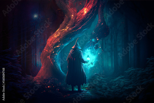 sorcerer in the forest, lighting the way. 

 photo