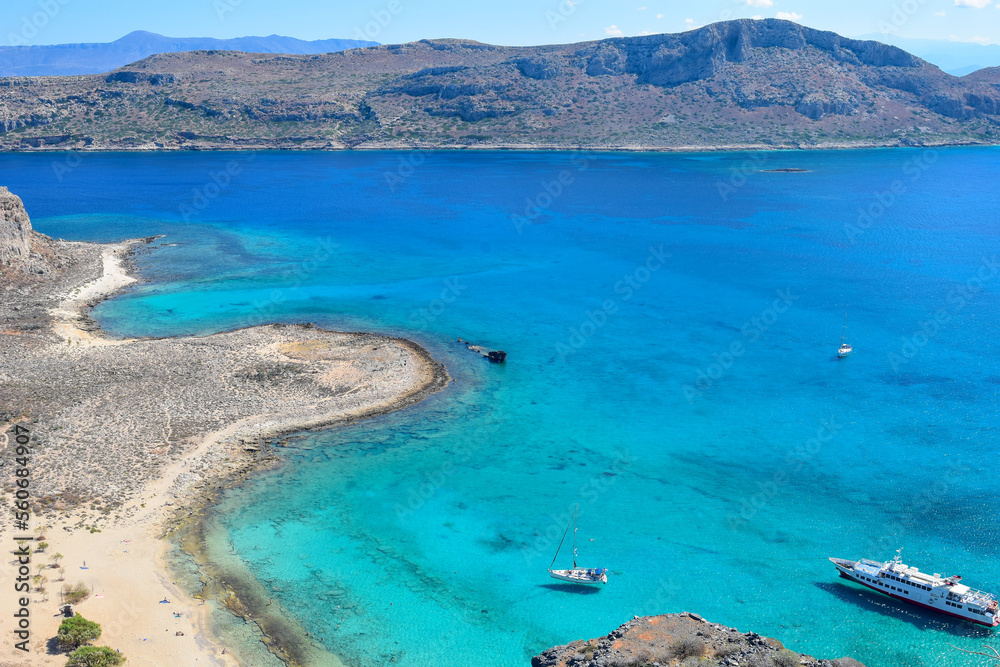 Blick von der Insel Gramvousa auf die Balosbucht in  Kreta (Griechenland)