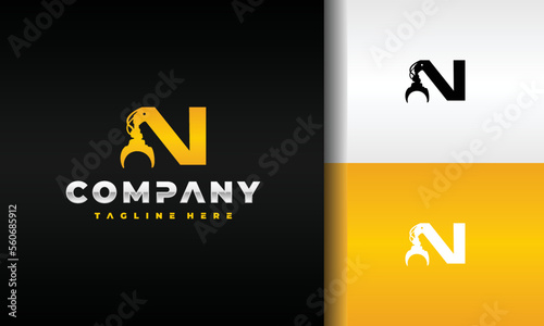letter N grapple construction logo
