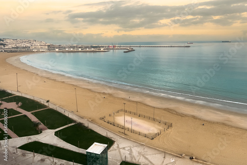 Empty soccer field on the beach