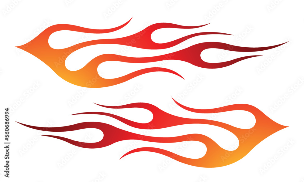 Tribal fire flame race car body side vinyl sticker vector art image eps 10  file. Burning tires and flames sports car decal. Side decoration for car,  auto, truck, boat, suv, motorcycle. Stock