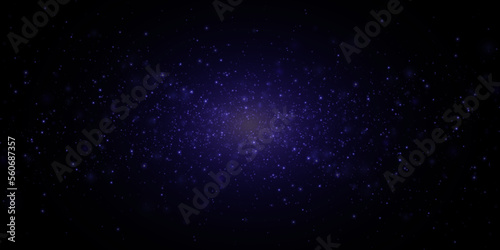 Vector bright space explosion. Explosion of light with sparks. Abstract glowing magic dust isolated on black background. Light effects. Flash and glare.
