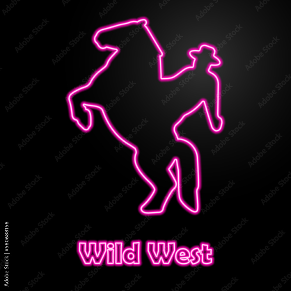 wild west neon sign, modern glowing banner design, colorful modern design trends on black background. Vector illustration. wild west neon sign, modern glowing banner design, colorful modern design trends on black background. Vector illustration.