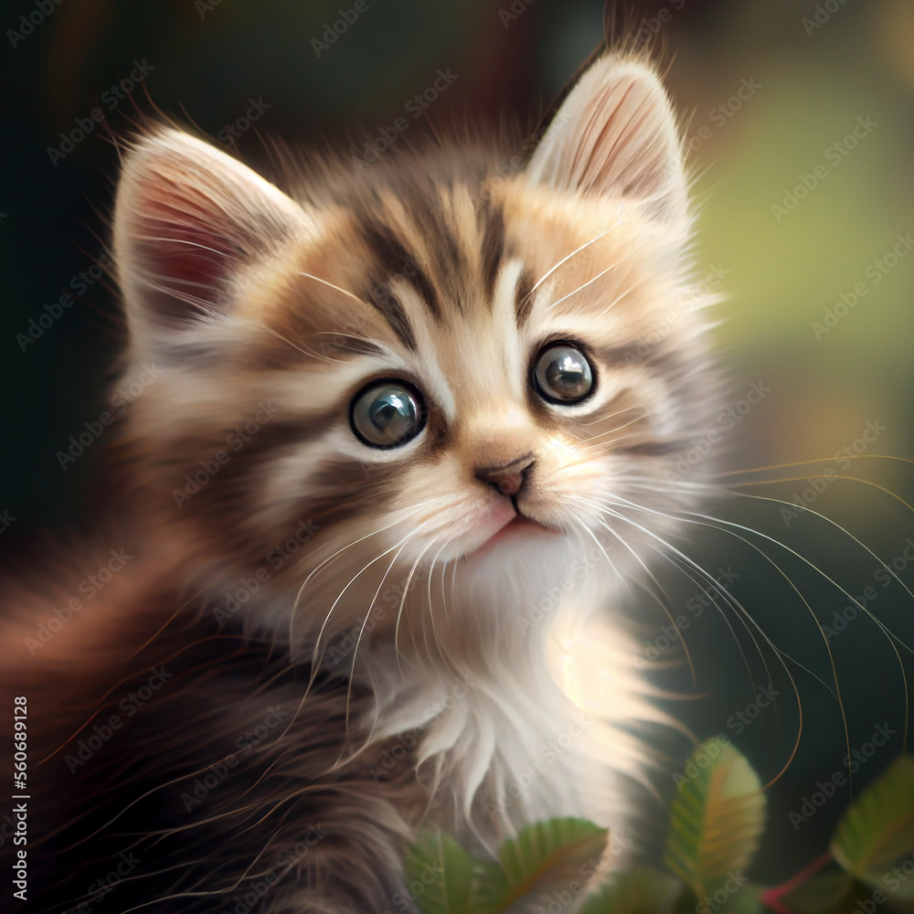 Cute funny kitten, ai illustration