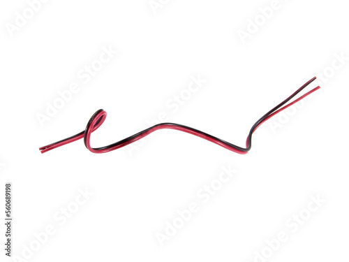 Black and red wire cable of usb and adapter isolated on white background.Electronic Connector.Selection focus.