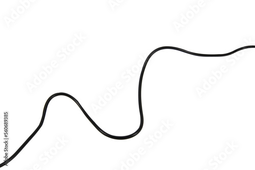 Black wire cable of usb and adapter isolated on white background.Electronic Connector.Selection focus.