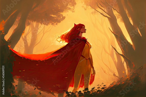 Illustration of a girl in nature, fantasy