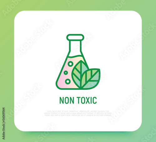 Non toxic symbol. Thin line icon for organic product. Modern vector illustration.