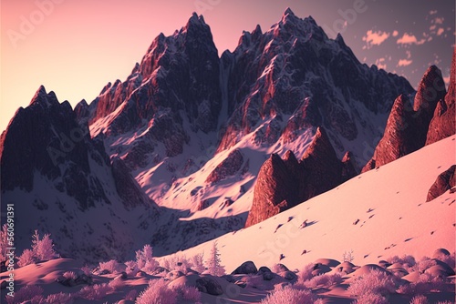 Amazing Sunset Mountains Generative AI