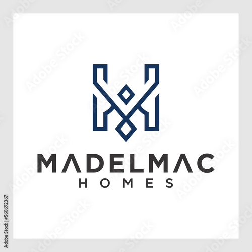 Letter M line logo design. Linear creative minimal monochrome monogram symbol. Universal elegant vector sign design. Premium business logotype. Graphic alphabet symbol for corporate business identity
