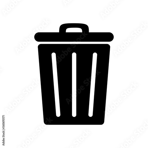 GARBAGE BASKET PICTOGRAM IN BLACK COLOR, ISOLATED, PNG
