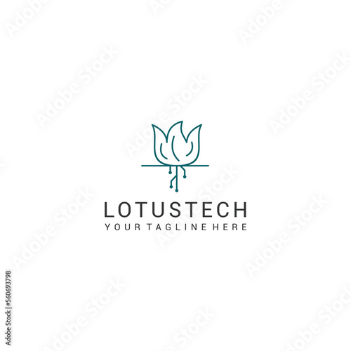 Lotus tech logo design icon vector