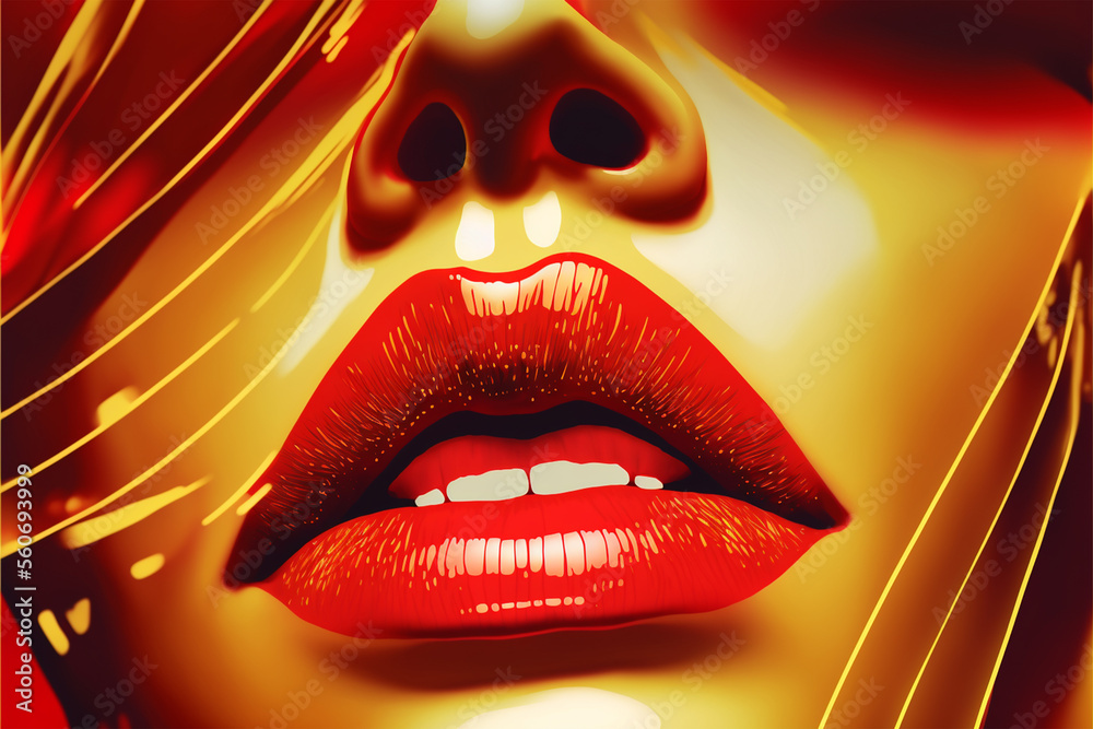 background with red woman's lips, created with Generative AI	
