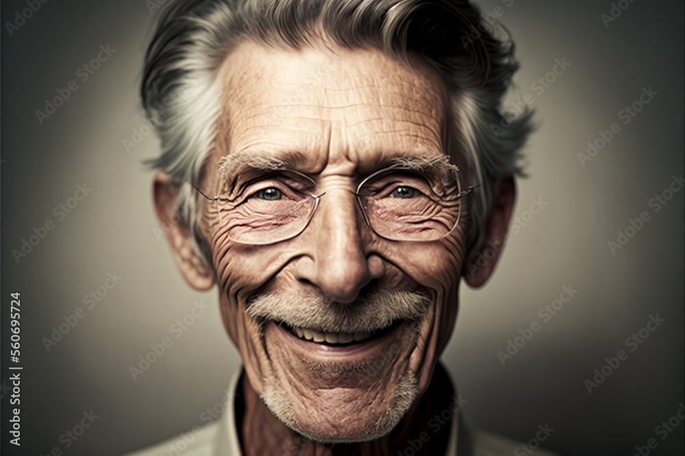 Obraz premium Beautiful elderly man in front of a background