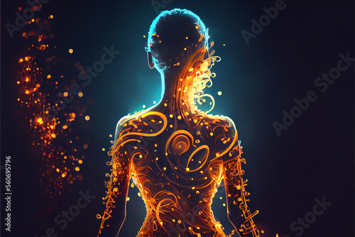 Woman in Sound healing therapy and meditation or reiki healing ,uses aspects of music to improve health and well being. help your meditation and slowlife generative ai