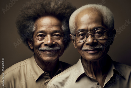 illustration serie with Beautiful elderly brothers from all around the world