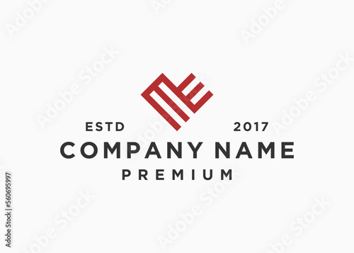 letter mw love logo design vector illustration template