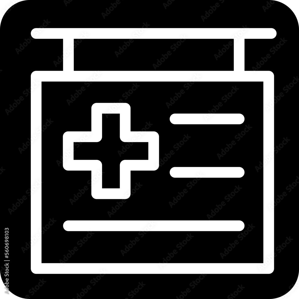 Solid Medical cross, Signboard icon