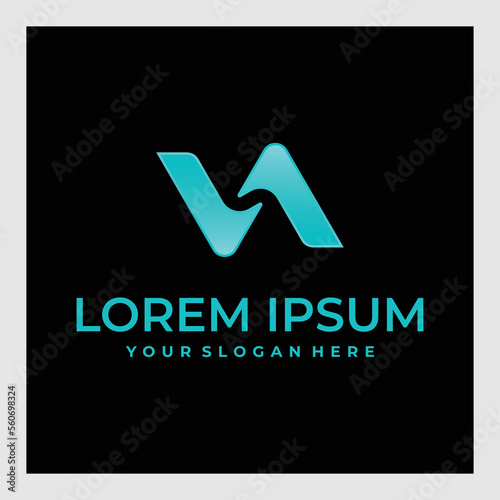 VA design for logo font.Letter V A line logo design. Linear bowtie creative minimal monochrome monogram symbol. Universal elegant vector emblem. Premium business logotype. 