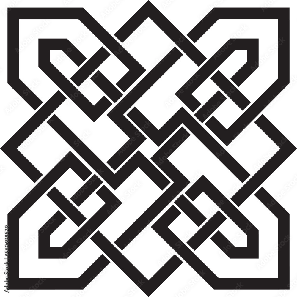 Vector black monochrome Celtic knot. Ornament of ancient European peoples. The sign and symbol of the Irish, Scots, Britons, Franks..