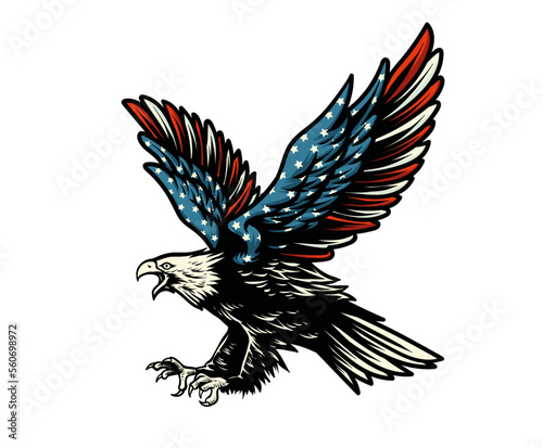 Принти на полотні Bald eagle resemblance of US Flags