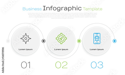 Set line Wind rose, Compass and City map navigation. Business infographic template. Vector
