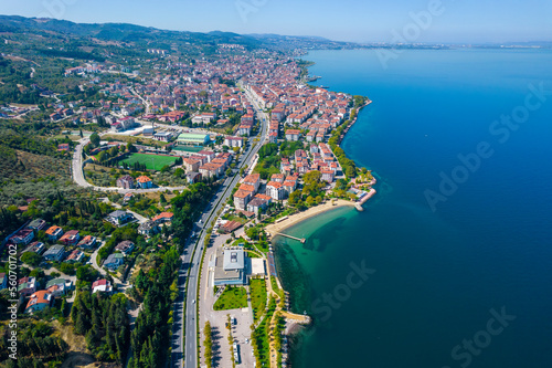 Fototapeta Naklejka Na Ścianę i Meble -  Karamursel, Kocaeli, Turkey. Karamursel is a town and district located in the province of Kocaeli. Aerial shot with drone.
