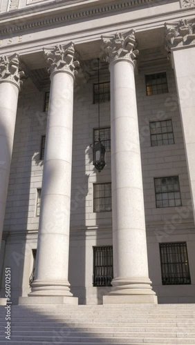 NYC architecture, Thurgood Marshall United States Courthouse building, tilt view, vertical video photo