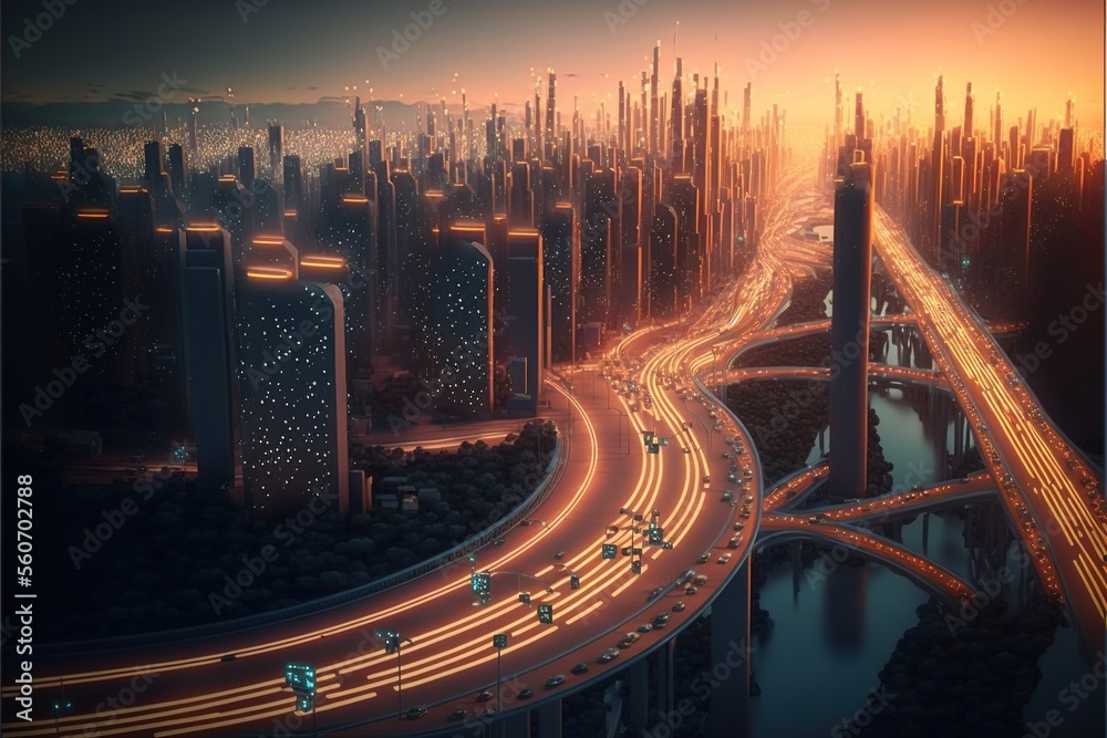 Fototapeta premium Digital illustration about technology and house.