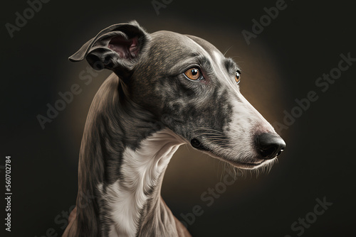 Generative AI illustration of a beautiful greyhound dog.