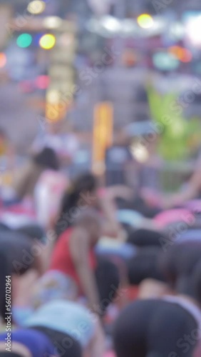 Wallpaper Mural Vertical short video, celebration day summer solstice, outdoors group yoga exercise, unrecognisable multiethnic crowd, Manhattan, NYC Torontodigital.ca