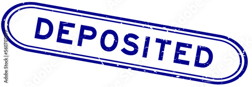 Grunge blue deposited word rubber seal stamp on white background