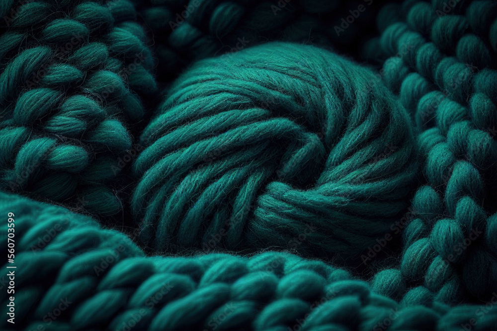 Green wool, cosy winter texture, generative AI Green wool, cosy winter texture, generative AI