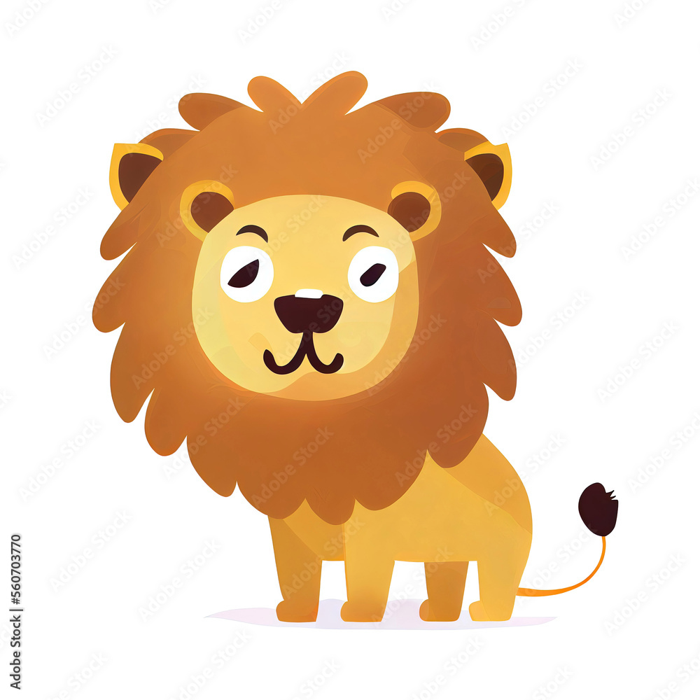 Cute lion as cartoon animal character in flat illustration style (Generative AI) Cute lion as cartoon animal character in flat illustration style (Generative AI)