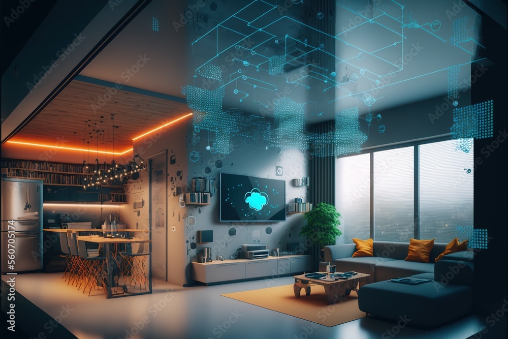 Digital illustration about technology and house. Digital illustration about technology and house.
