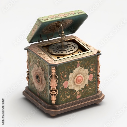 Tapety artystyczne Old antique gramophone music box isolated on a white background