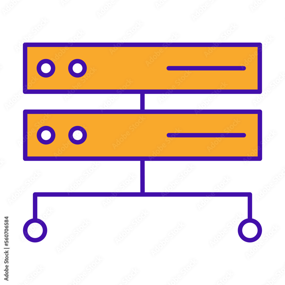 Server technology icon with orange purple outline style. Concept, digital, data, abstract, network, internet, tech. Vector Illustration Server technology icon with orange purple outline style. Concept, digital, data, abstract, network, internet, tech. Vector Illustration