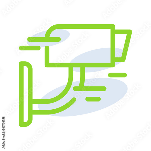 CCTV technology icon with green outline style. Concept, digital, data, abstract, network, internet, tech. Vector Illustration