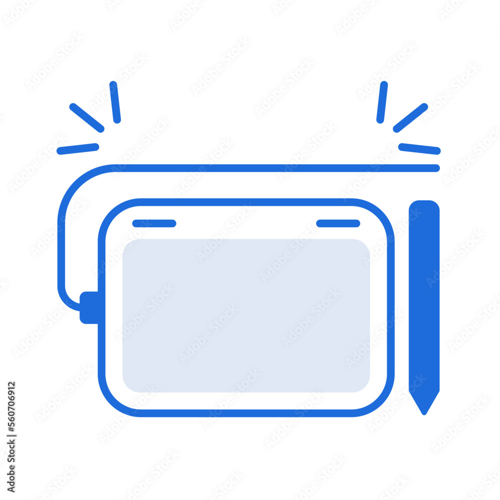 Pentablet technology icon collection with blue outline style. Concept, digital, data, abstract, network, internet, tech. Vector Illustration Pentablet technology icon collection with blue outline style. Concept, digital, data, abstract, network, internet, tech. Vector Illustration