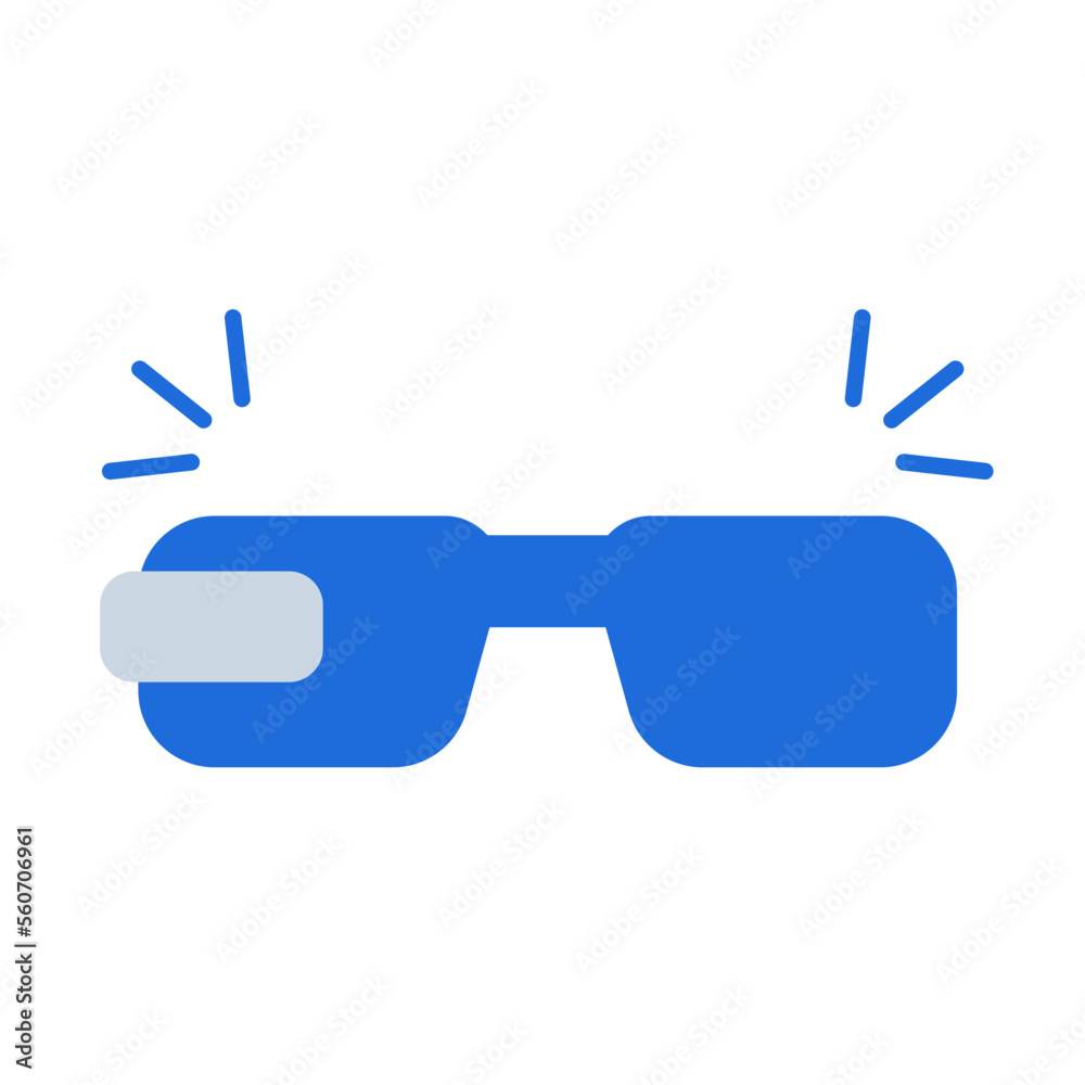 Smart glasses technology icon collection with blue outline style. Concept, digital, data, abstract, network, internet, tech. Vector Illustration
