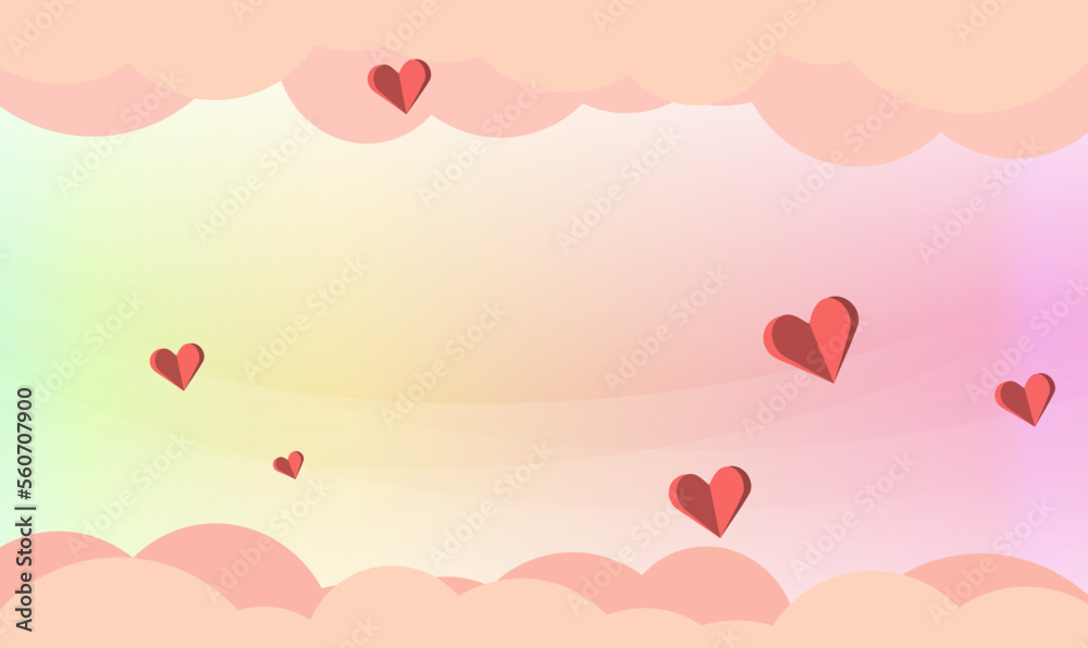 heart floating on the clouds sweet candy gradient background, Business Presentation Vector Template Used For Decoration, Advertising Design, Website Or Publication, Banner And Poster