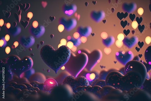 multi colors Valentine's Hearts. background Full of hearts. Generative AI