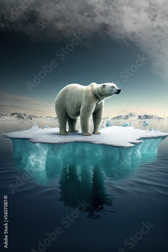 polar bear on ice , ai generated