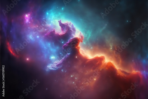 Background of limitless nebula and galaxy in faraway space. Generative Ai.