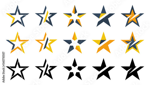 Star logo collection. Set of star icons. Blue and orange stars logo