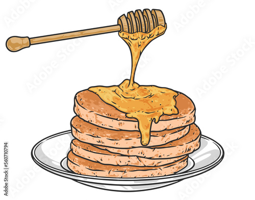 Honey pancakes sticker colorful detailed