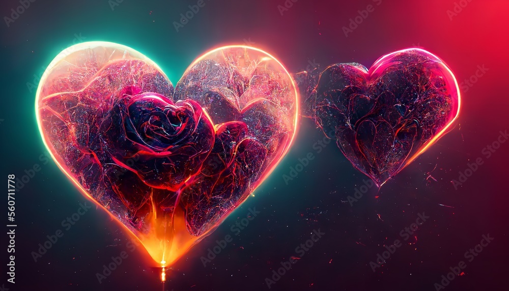 Background for Valentine's Day featuring a candlelight and rose heart card. copy space, Generative AI