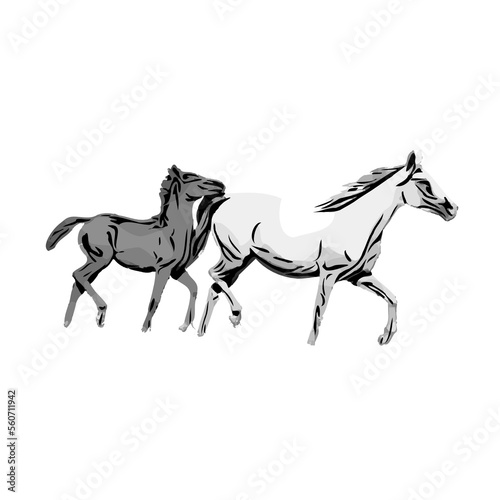 black and white sketch of a horse with a transparent background