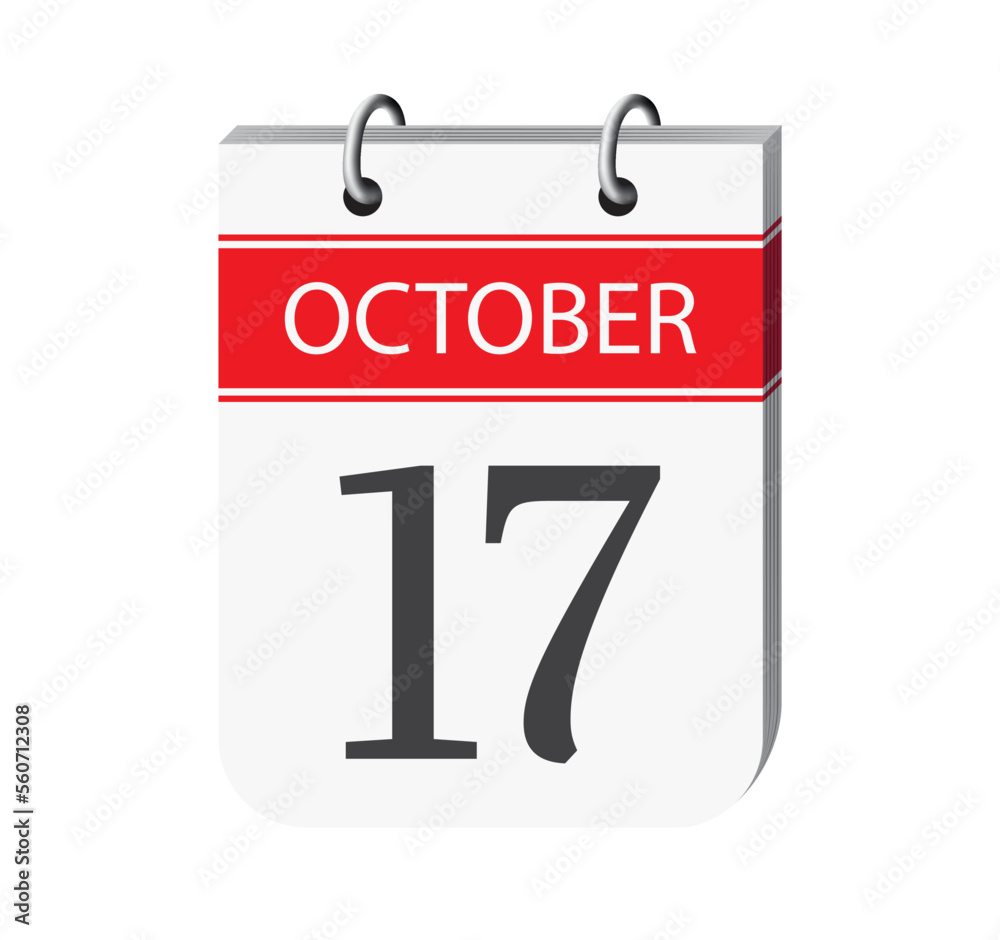 17 october calendar page vector. 3d one day calendar date appointment, deadline, event reminder illustration. Abstract three dimensional daily date appointment, agenda, event calendar. 17 october calendar page vector. 3d one day calendar date appointment, deadline, event reminder illustration. Abstract three dimensional daily date appointment, agenda, event calendar.