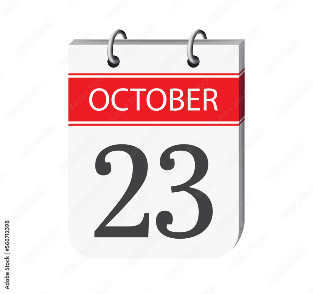 23 october calendar page vector. 3d one day calendar date appointment, deadline, event reminder illustration. Abstract three dimensional daily date appointment, agenda, event calendar. 23 october calendar page vector. 3d one day calendar date appointment, deadline, event reminder illustration. Abstract three dimensional daily date appointment, agenda, event calendar.
